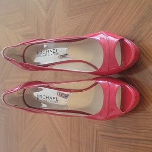 Michael kors red heels with box